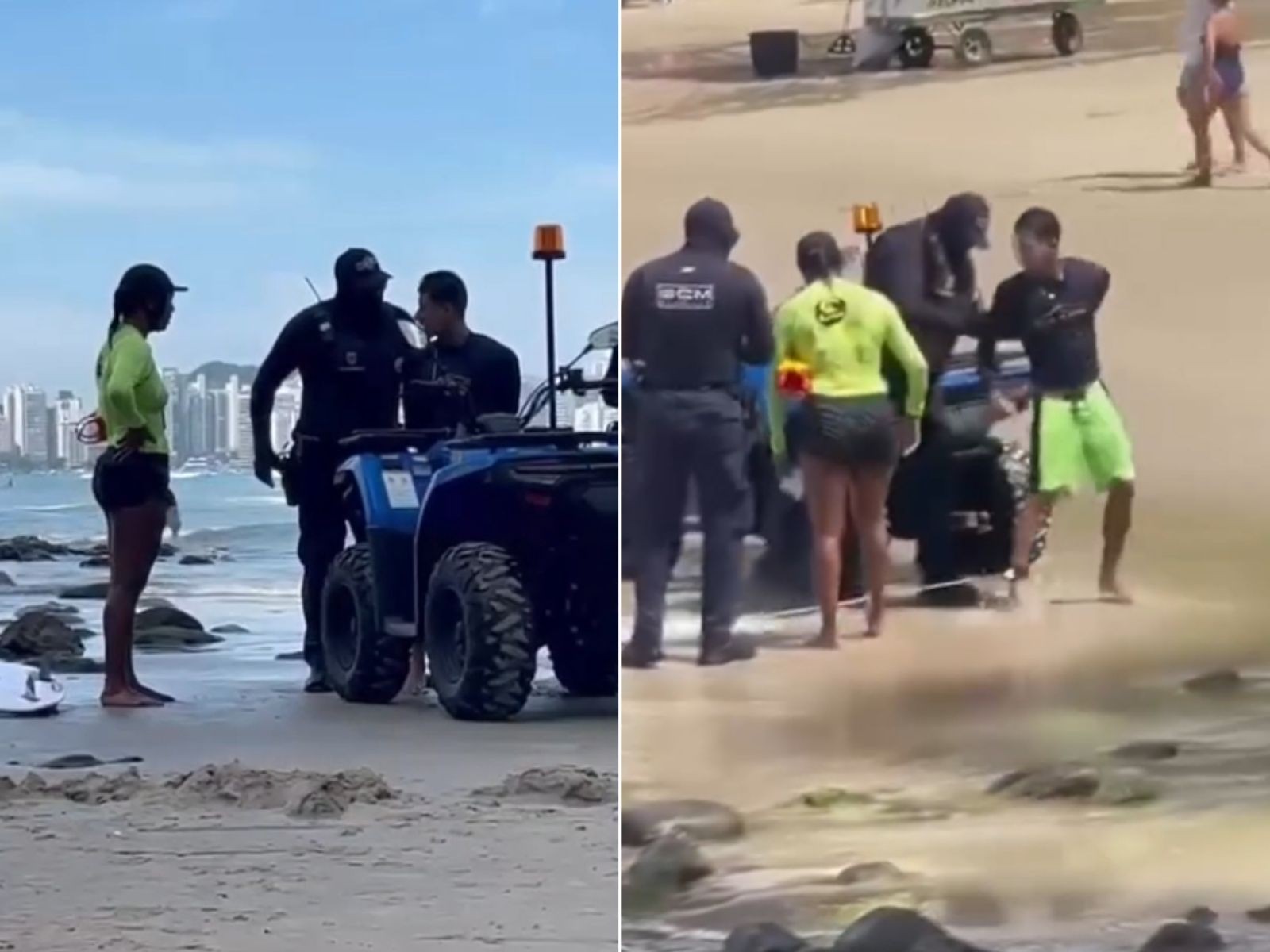 Surfistas denunciam abordagem agressiva da GCM na beira do mar no litoral de SP; VÍDEO