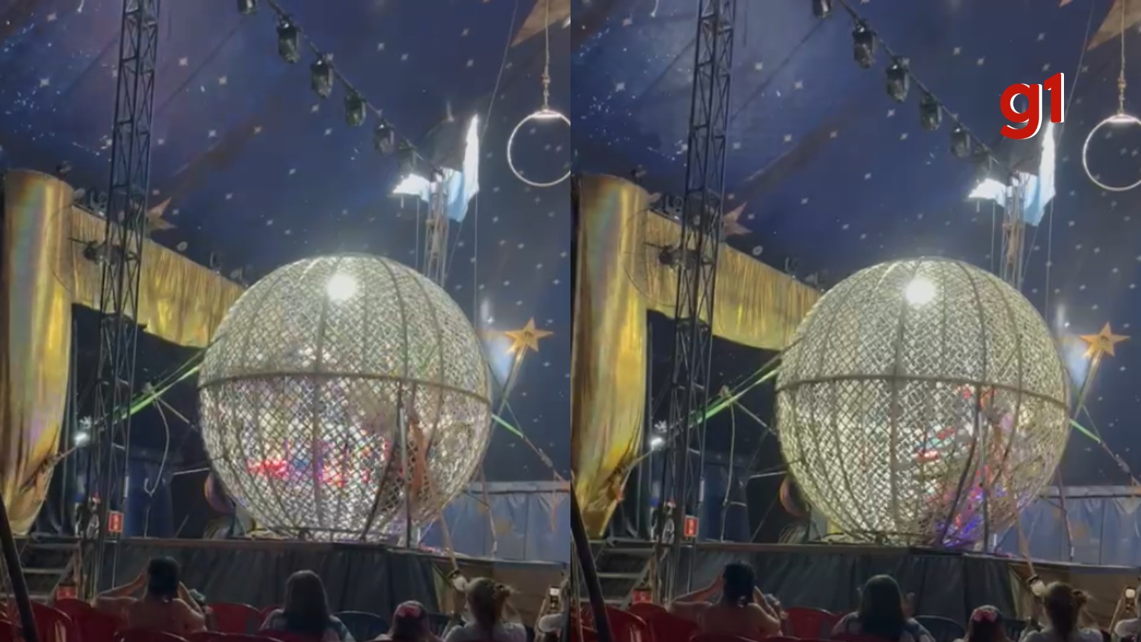 VÍDEO: Mulher fica ferida após colisão de motos durante espetáculo 'Globo da Morte' em circo no Piauí