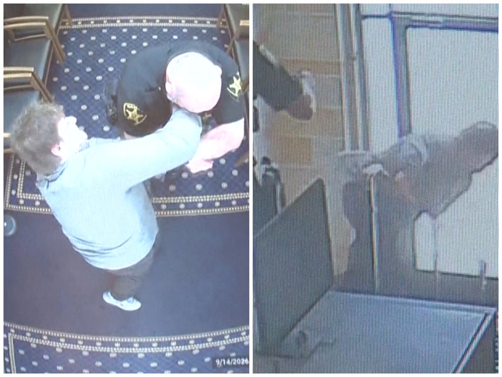 Homem atacou policial e tentou fugir após ouvir sentença nos EUA — Foto: NBC