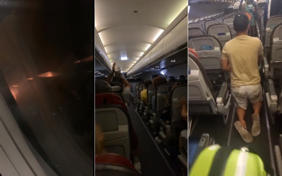Passageiros celebraram quando avião pousou no aeroporto de Salvador — Foto: Redes sociais