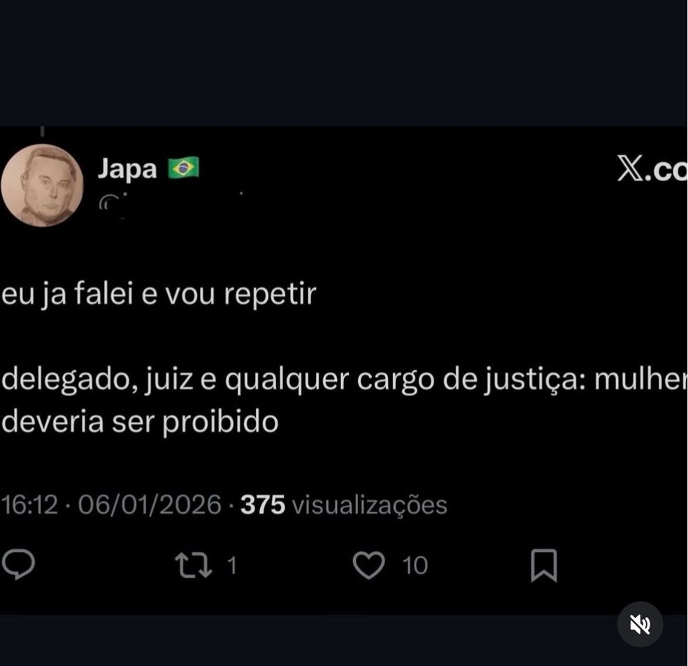 Delegada é alvo de ataques machistas — Foto: Reprodução