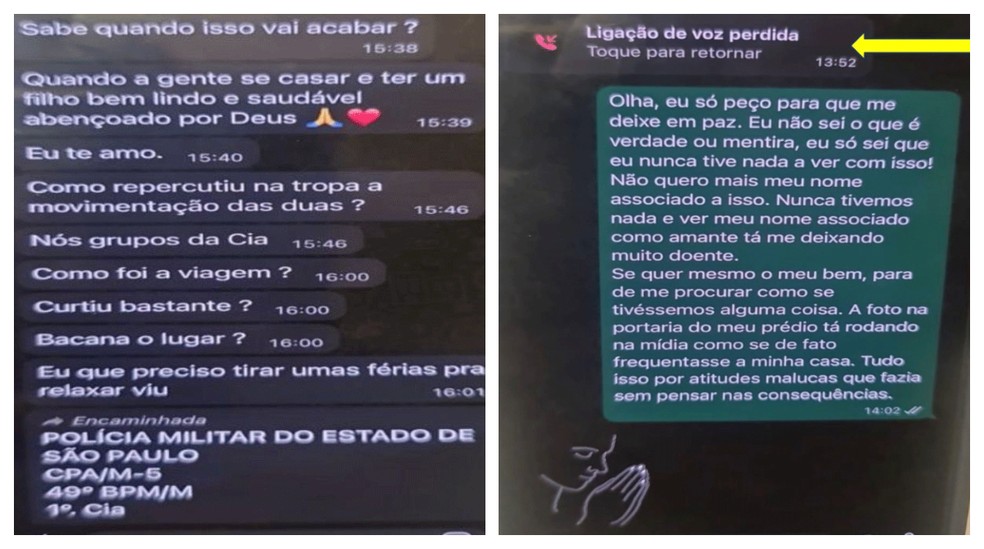 Tenente-coronel Geraldo Neto insiste em dizer para soldado Rariane Generoso namorar com ele e que s&oacute; vai parar quando eles se casarem e tiverem um 'filho bem lindo e saud&aacute;vel'. A subordinada responde que est&aacute; sendo chamada de 'amante' dele e isso a est&aacute; deixando 'muito doente'. &mdash; Foto: Reprodu&ccedil;&atilde;o