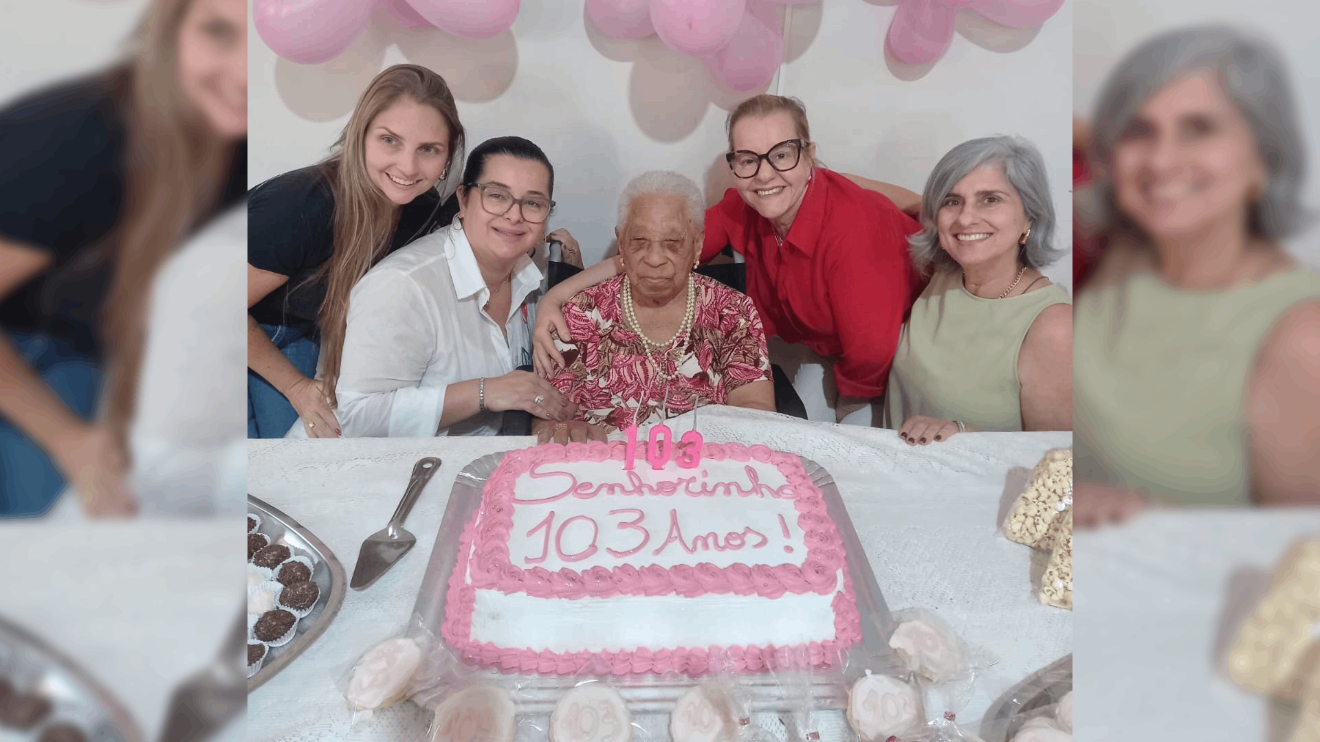 Aos 103 anos, idosa que comemorou centenário voando de avião celebra aniversário com churrasco e festa em asilo no interior de SP