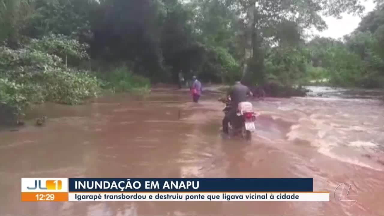 Famílias ficam isoladas após fortes chuvas provocarem destruição de ponte na zona rural de Anapu, no PA