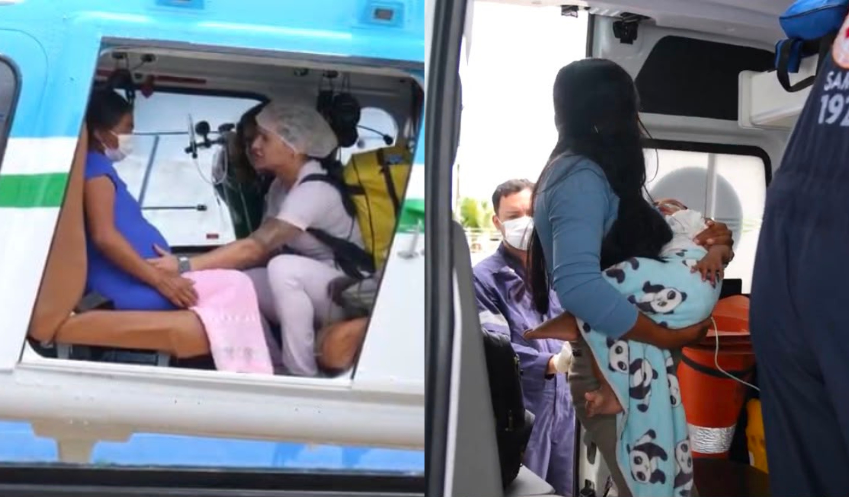 Grávida em trabalho de parto e criança com síndrome respiratória grave são resgatadas de helicóptero no Uiramutã