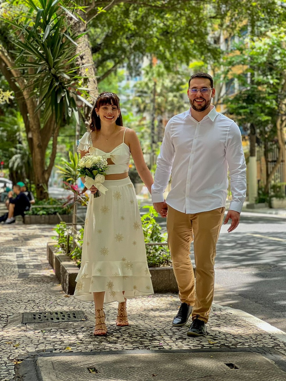 Juliana Vilela e Caio Vasconcelos se casaram em janeiro de 2024, em São Paulo — Foto: Arquivo Pessoal