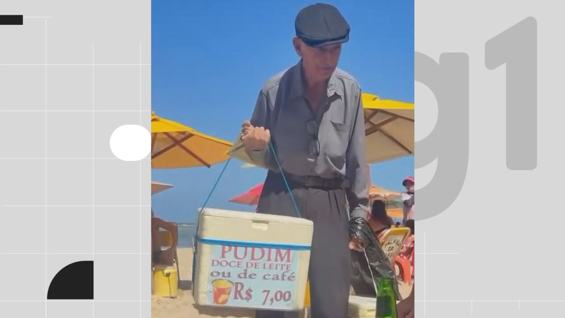 Idoso de 85 anos viraliza ao vender pudins na praia para pagar exames e recebe ajuda; VÍDEO