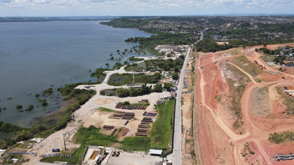 Imagem panorâmica mostra localização onde mina pode afundar, próximo da lagoa Mundaú, no bairro do Mutange, em Maceió — Foto: Ailton Cruz/Gazeta de Alagoas