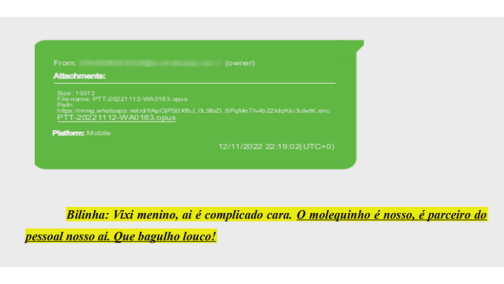 Criminoso pede detalhes sobre uma operação policial em andamento — Foto: Polícia Civil