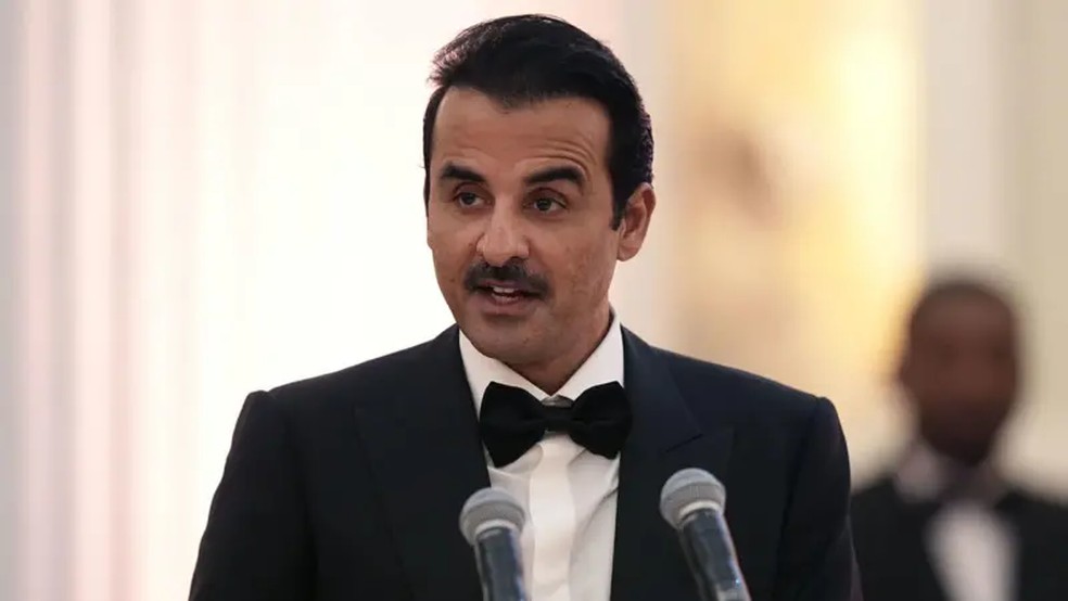 Tamim bin Hamad Al Thani, emir do Catar, é membro da poderosa família real — Foto: PA Media via BBC