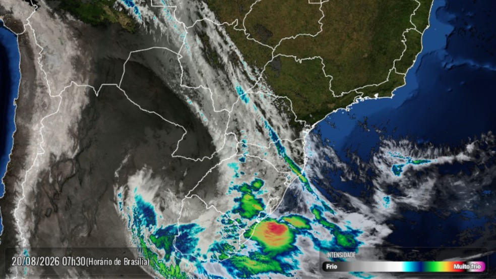 Satélite Simepar de quinta-feira (20), às 7h30 — Foto: Simepar