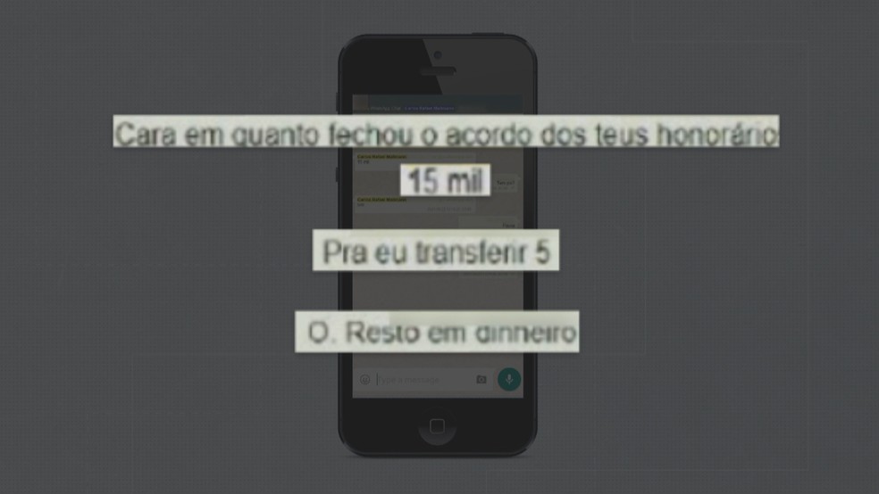 Mensagem encontrada pela PF mostra que plano era repassar R$ 5 mil — Foto: Reprodução/RBS TV