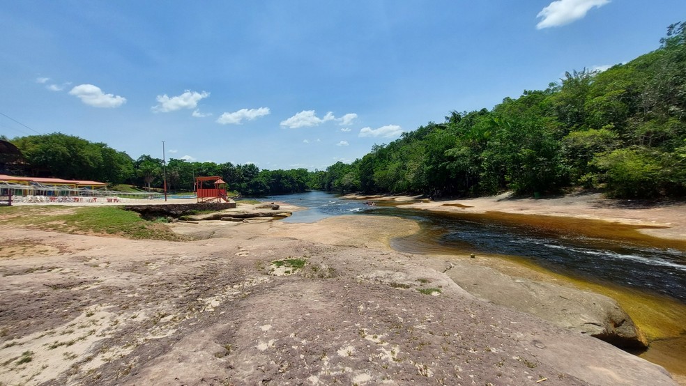 Corredeira do Urubuí em Presidente Figueiredo no Amazonas durante a seca. Foto feita em 27 de outubro de 2023 — Foto: Francisco Carioca/Rede Amazônica