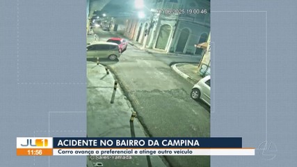 Câmeras de segurança registram acidente em um cruzamento no bairro da Campina, em Belém