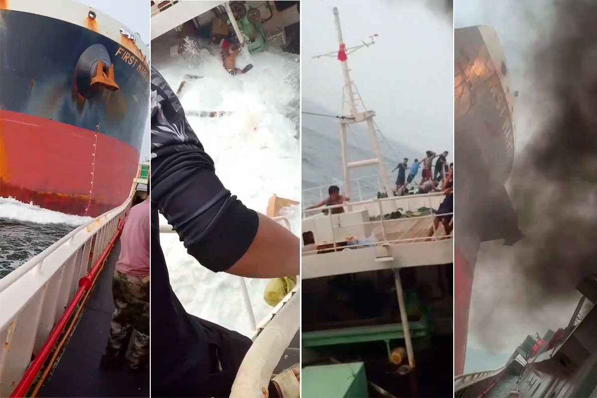 VÍDEO mostra colisão de navio de grande porte com barco de pesca chinês no Estreito de Singapura