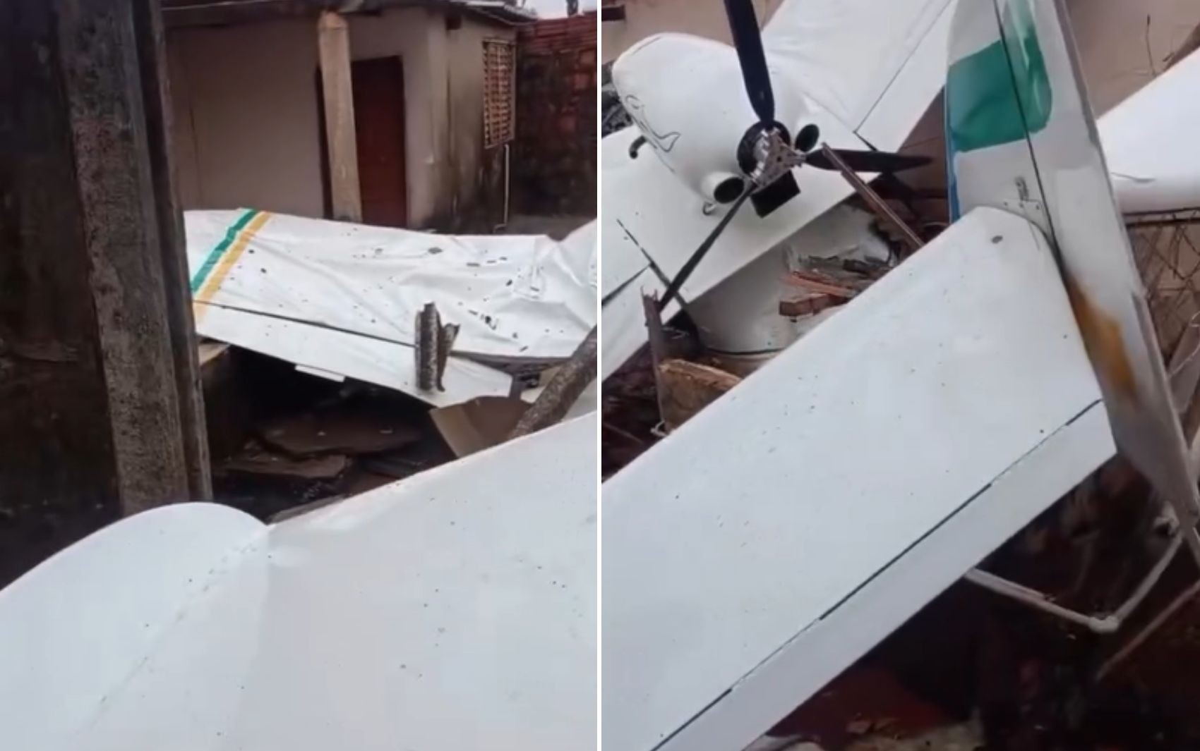 Após avião cair sobre casa, bombeiros identificam vazamento de combustível e isolam área
