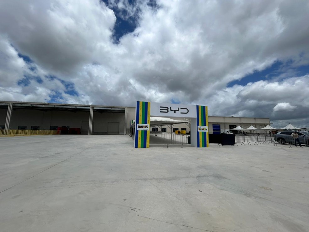 Fábrica da BYD em Camaçari, na Bahia — Foto: Malu Vieira/g1