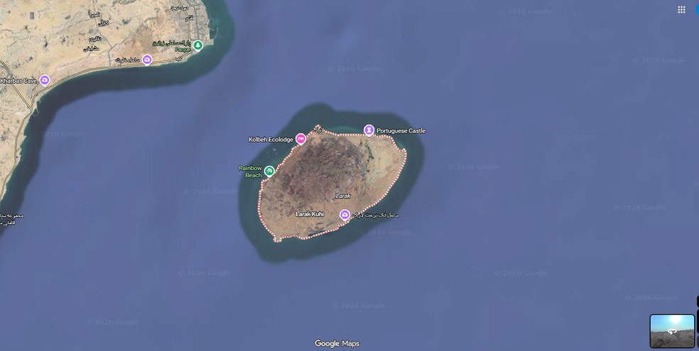 Ilha de Larak, do Irã. — Foto: Reprodução/Google Maps