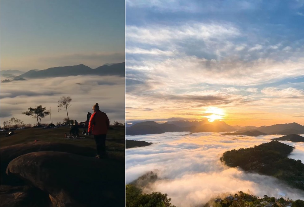 Vista da Pedra da Tartaruga, no Parque Municipal Montanhas de Teresópolis  — Foto: Reprodução Instagram do Parque Municipal Montanhas de Teresópolis