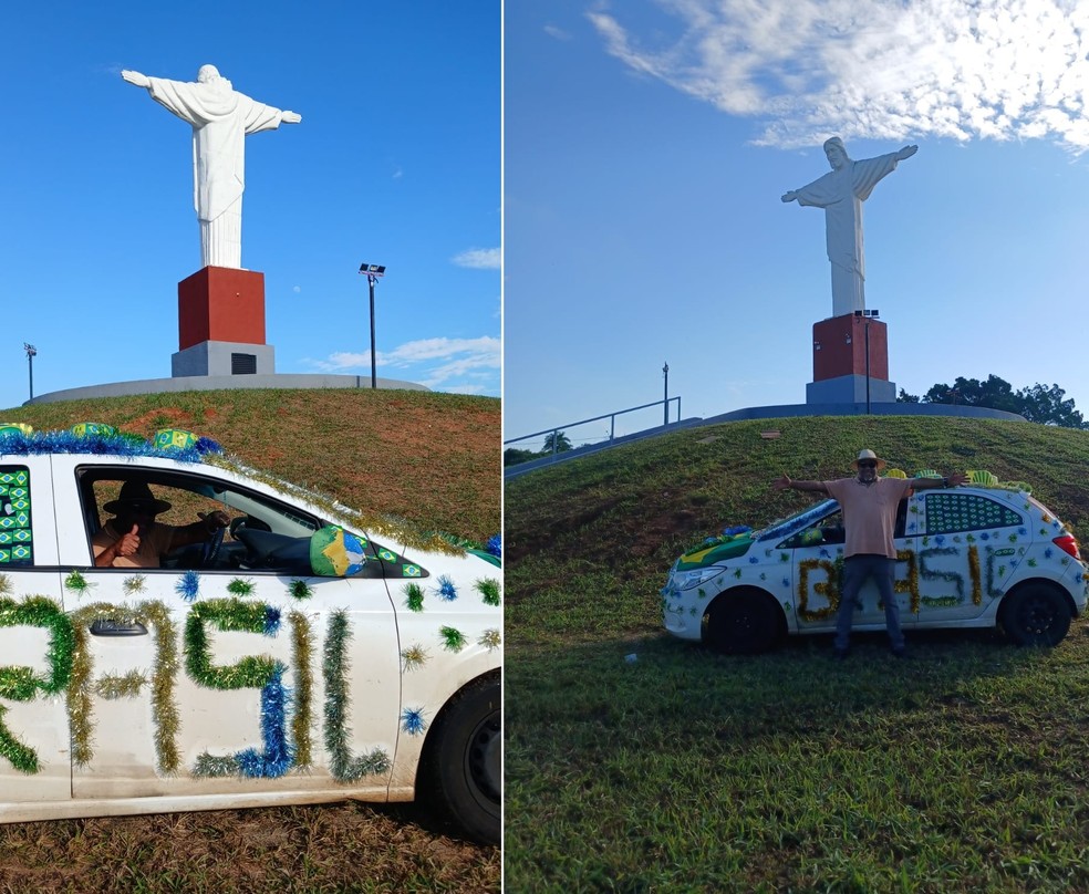 1 de 4
Motorista particular decorou o carro para torcer para a Sele&ccedil;&atilde;o Brasileira na Copa do Mundo &mdash; Foto: Arquivo pessoal
