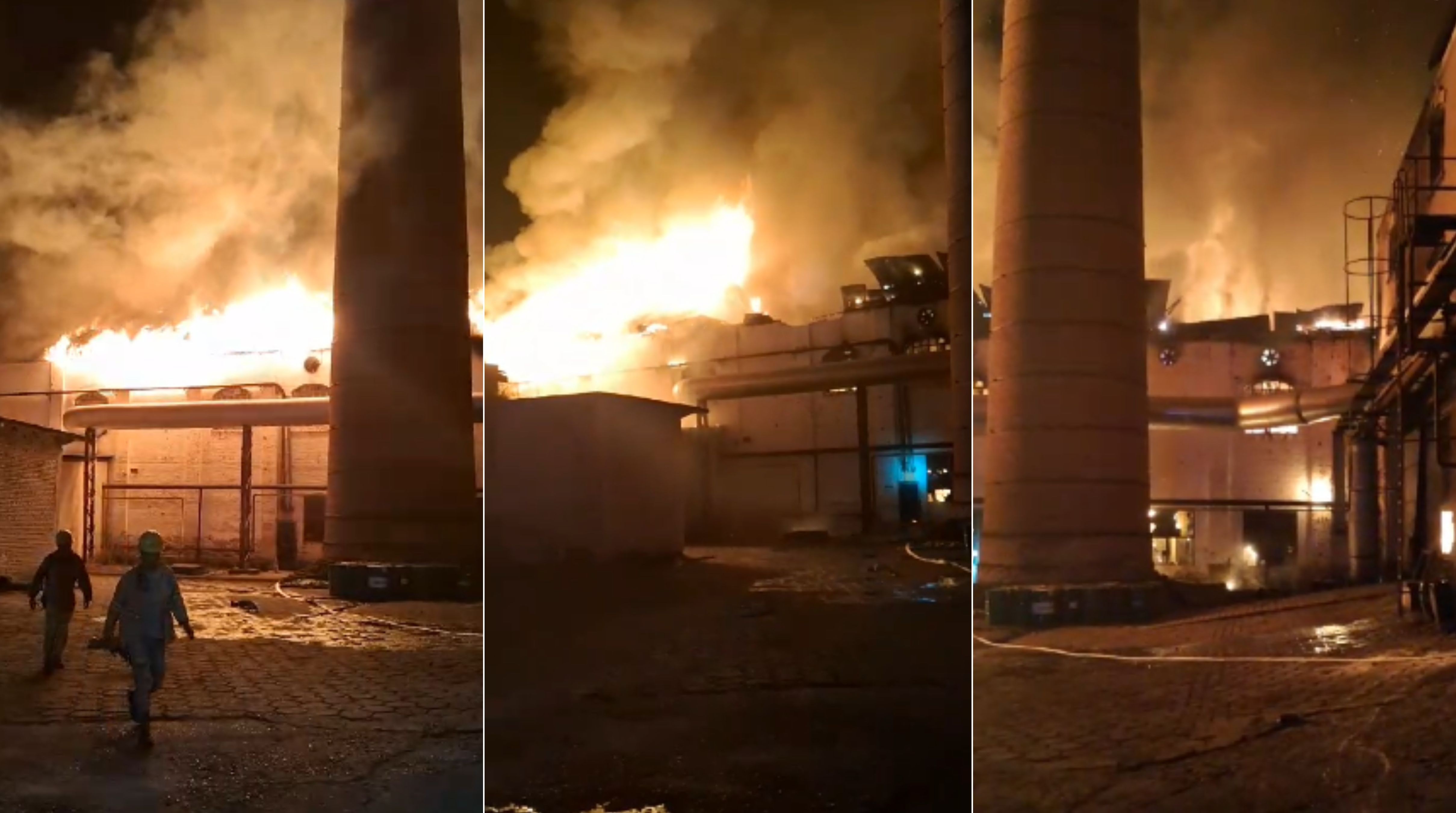 Usina Santa Rita é atingida por incêndio durante a madrugada; VÍDEO