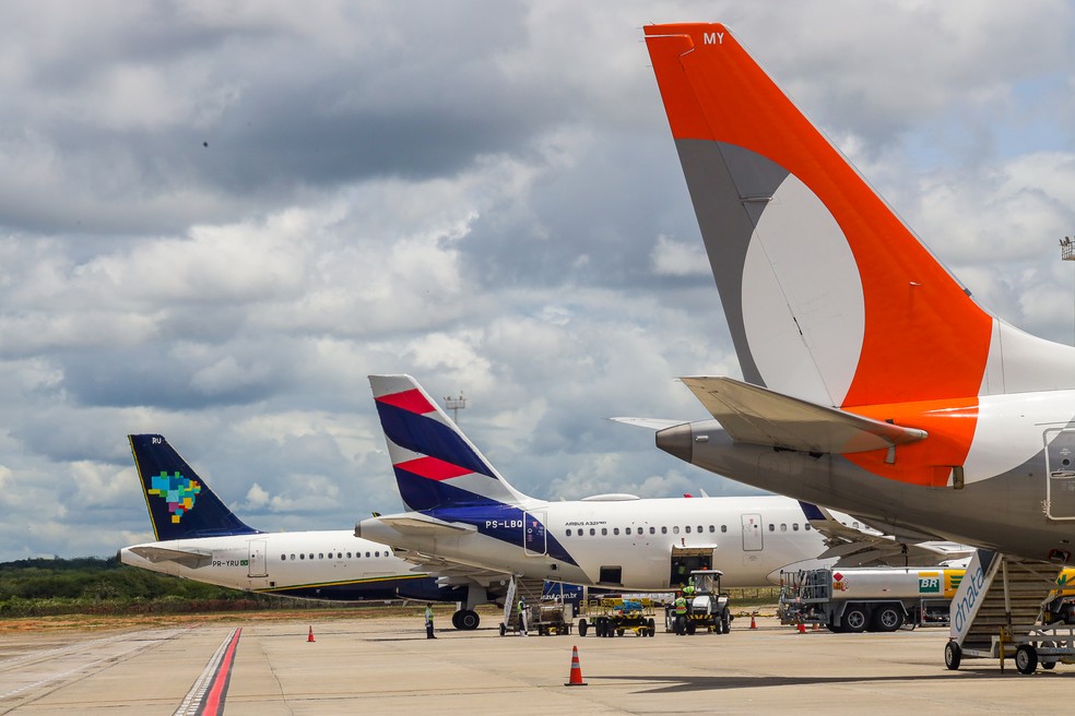 Aviões no pátio do Aeroporto de Natal — Foto: Alex Régis/Zurich Airport