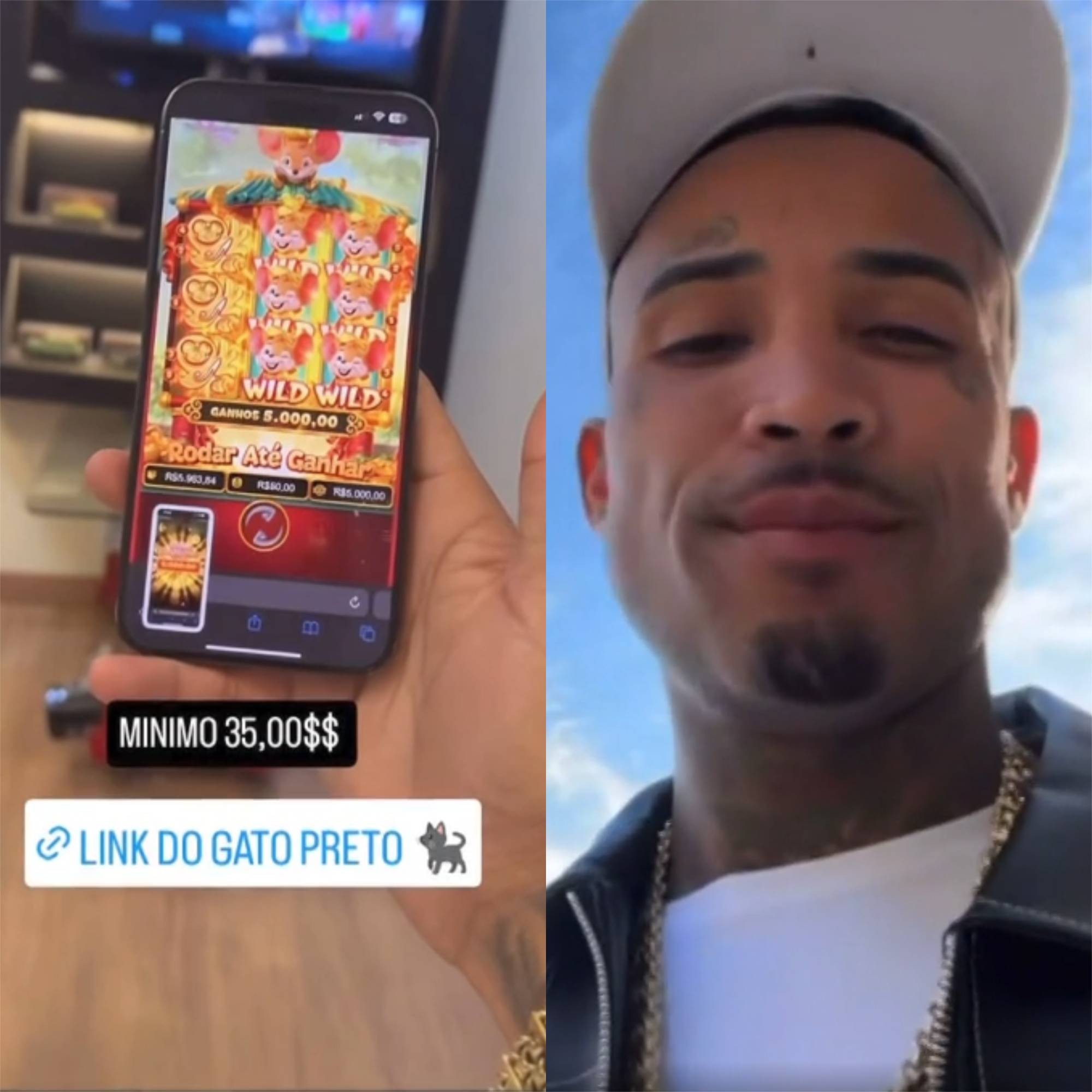 Gato Preto: Logo após publicar foto de acidente com Porsche nas redes, influenciador divulgou caça níquel ilegal