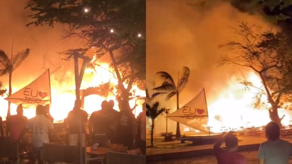 Imagens mostram fogo intenso em Jericoacoara. — Foto: Idomilson Martins