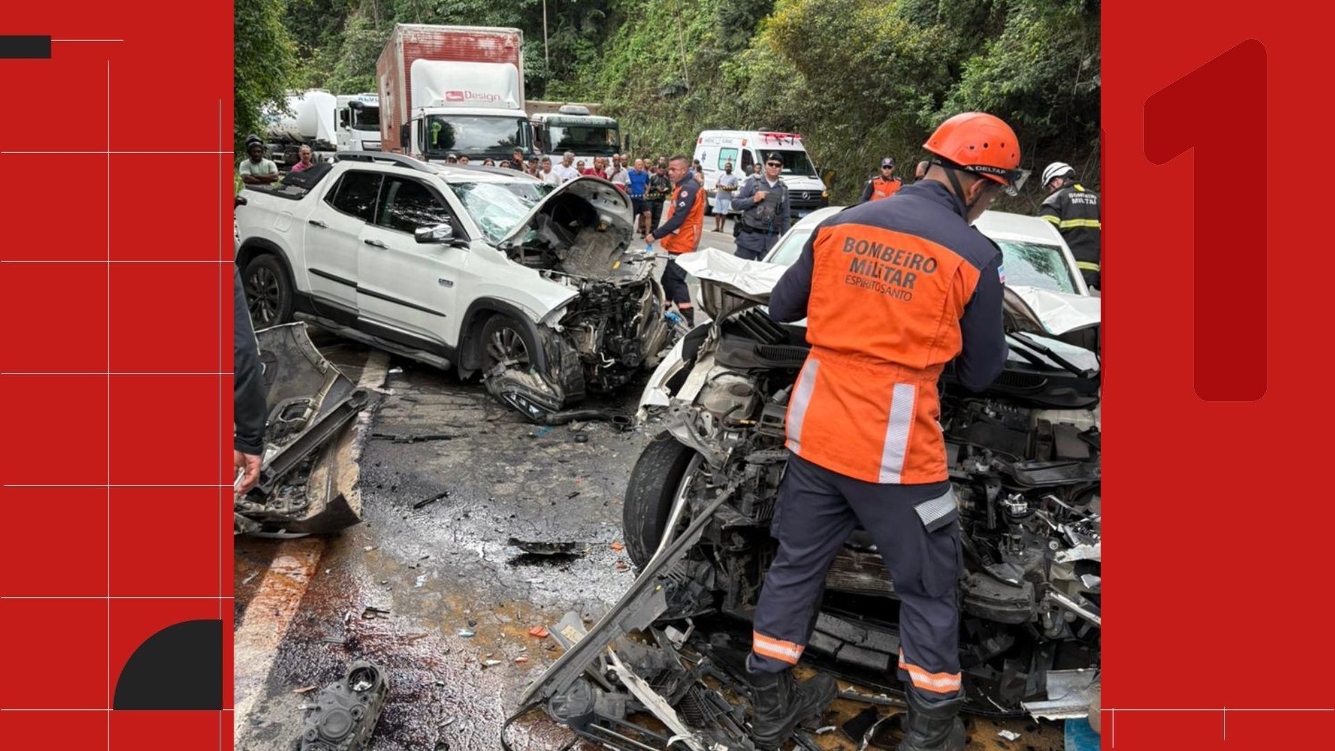 Motorista fica preso às ferragens em acidente envolvendo três veículos na BR-262, em Viana