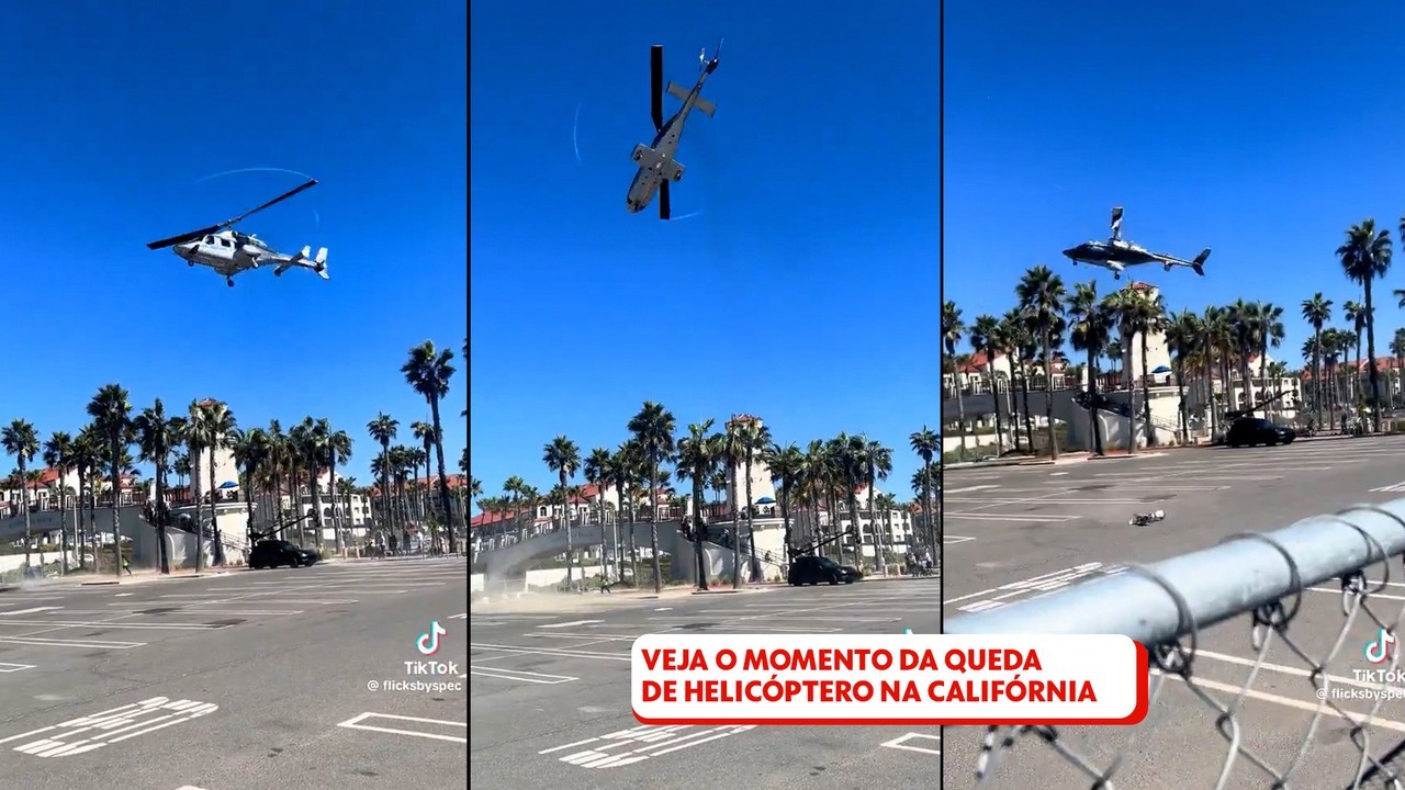 Helicóptero perde controle e cai em praia popular da Califórnia, nos EUA