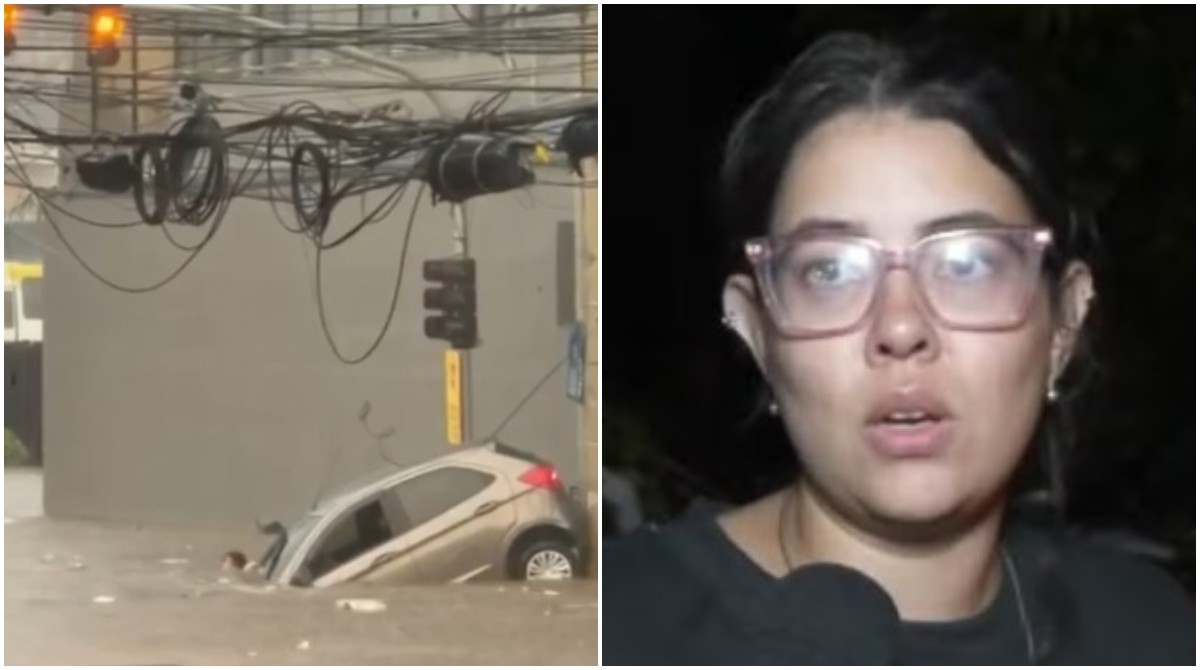 'Achei que ia morrer', diz mulher que abandonou carro e se agarrou a poste para não ser levada por correnteza da chuva na Grande SP