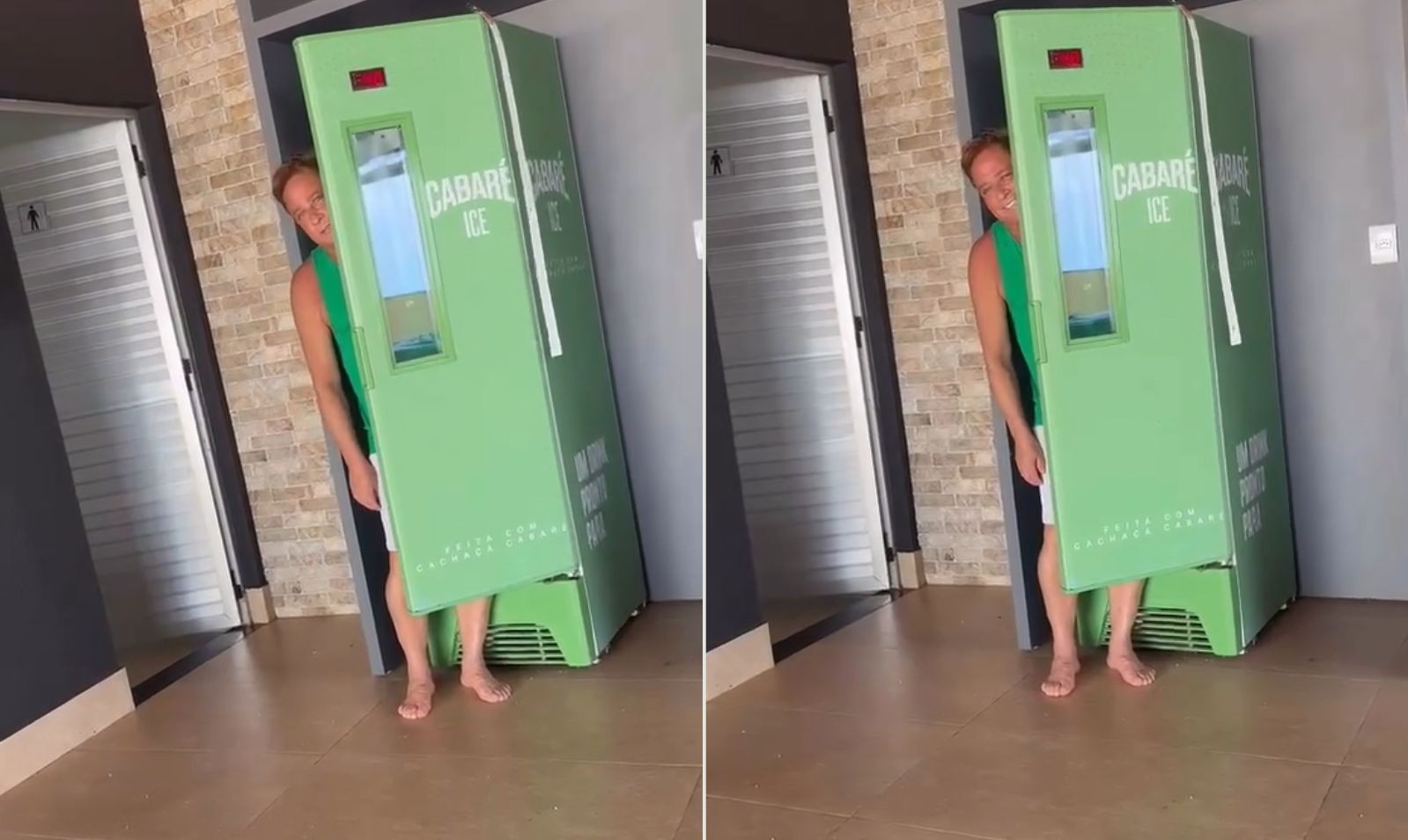 Há quase 30 dias sem beber, Leonardo ‘entra’ em freezer e brinca: ‘Sentir o cheiro’