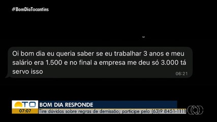 Entenda mais sobre as regras de demissão no Bom Dia Tocantins