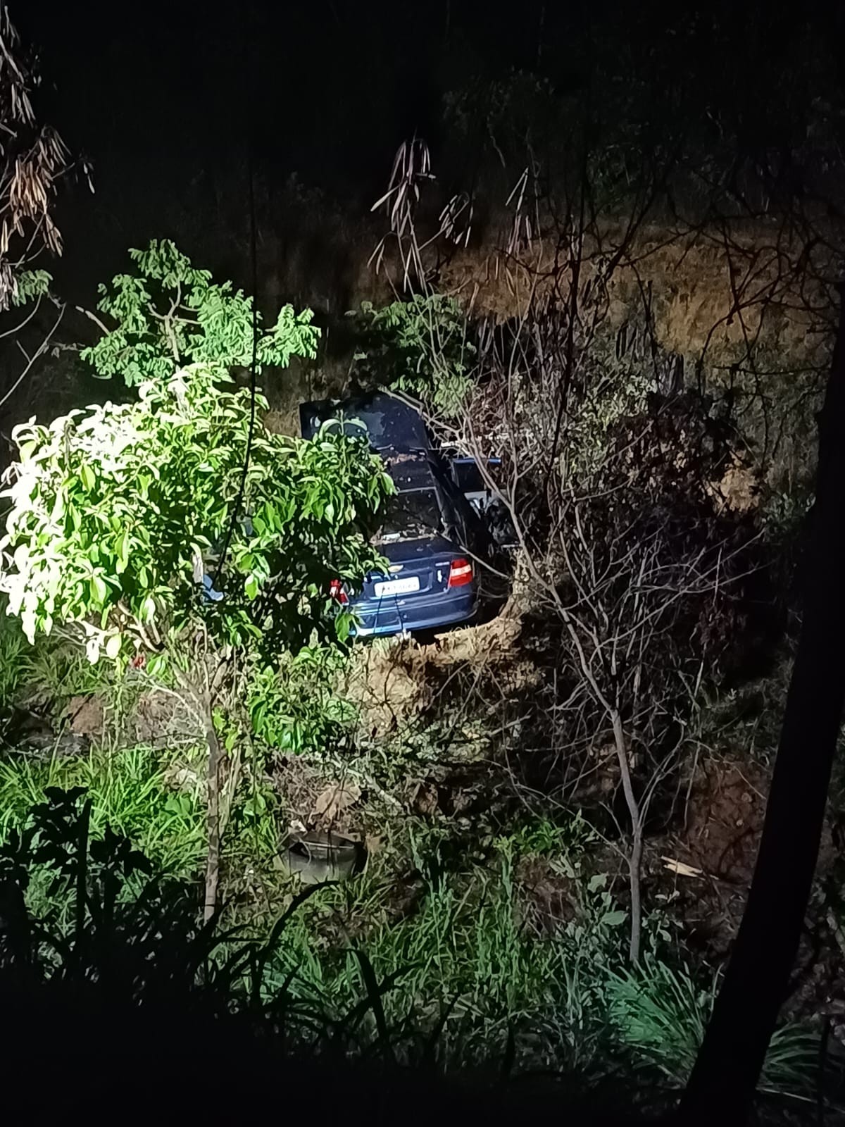 Homem morre e quatro pessoas da mesma família ficam feridas após carro bater em cavalo e cair em ribanceira na BR-365