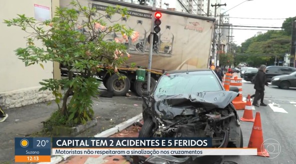 Motoristas desrespeitam sinalização e deixam cinco feridos em acidentes em SP; dois foram presos