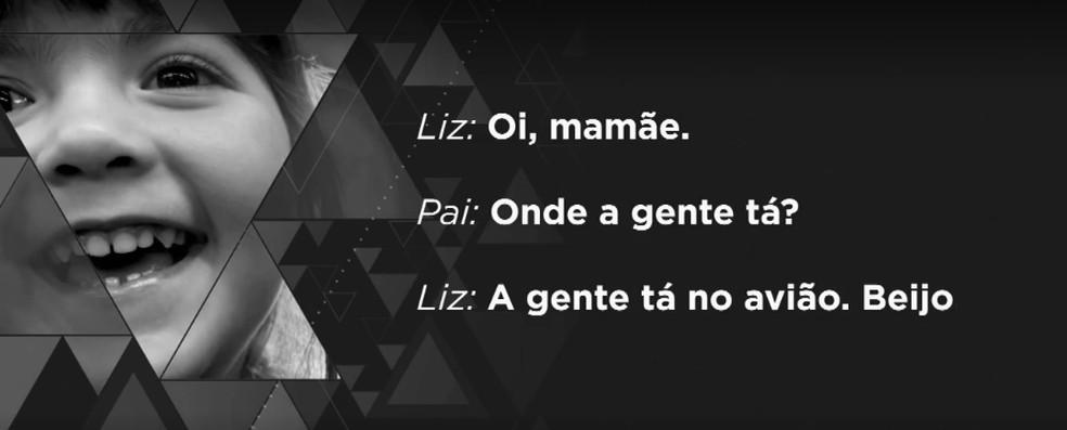 Última mensagem de Liz para sua mãe — Foto: Reprodução