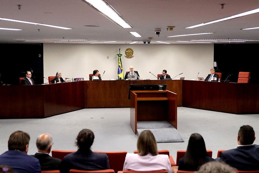 Sessão da Primeira Turma do STF, presidida pelo ministro Alexandre de Moraes. — Foto: Gustavo Moreno/SCO/STF