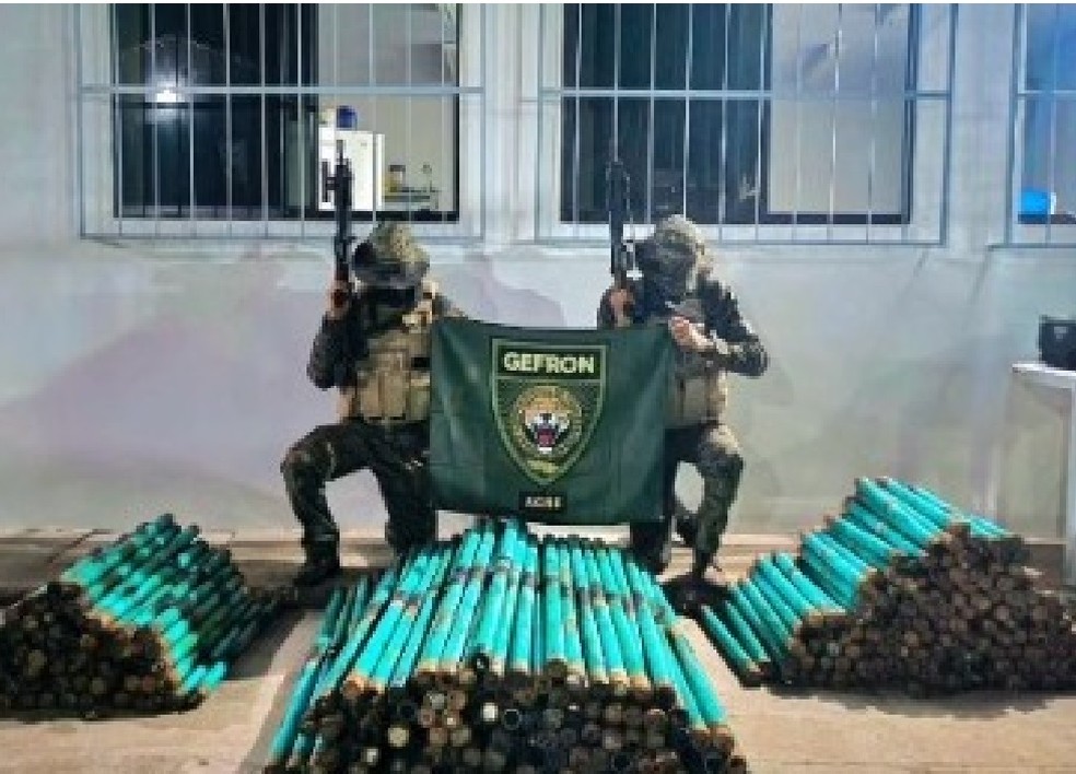 Cerca de 460 quilos de droga foram apreendidos em Xapuri, no interior do Acre — Foto: Reprodução/Gefron