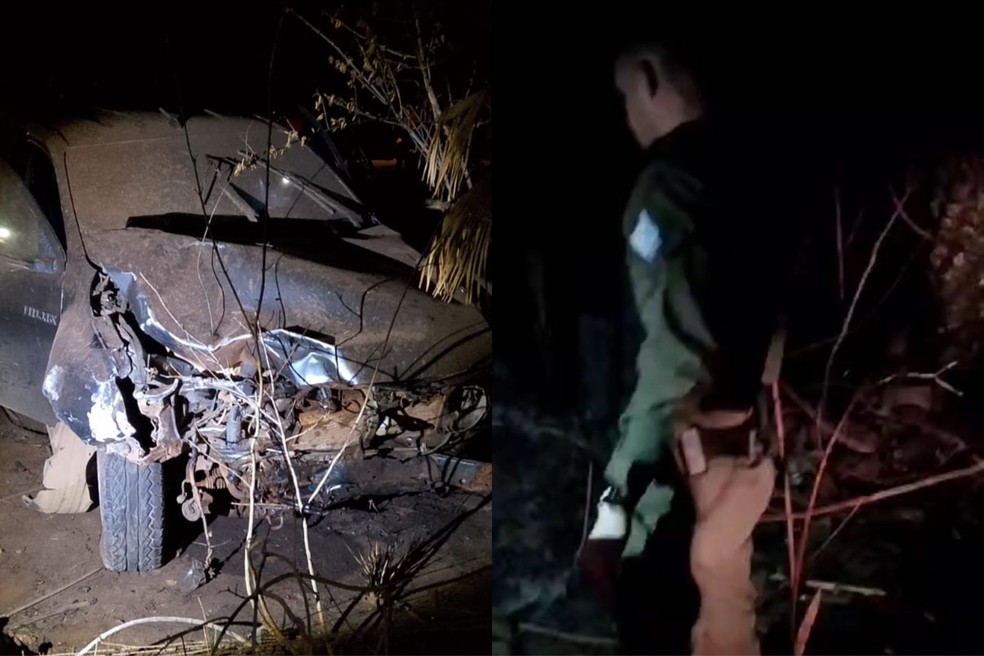 Casal morre e sargento da PM fica ferido após colisão entre moto e caminhonete no Piauí — Foto: Polícia Militar