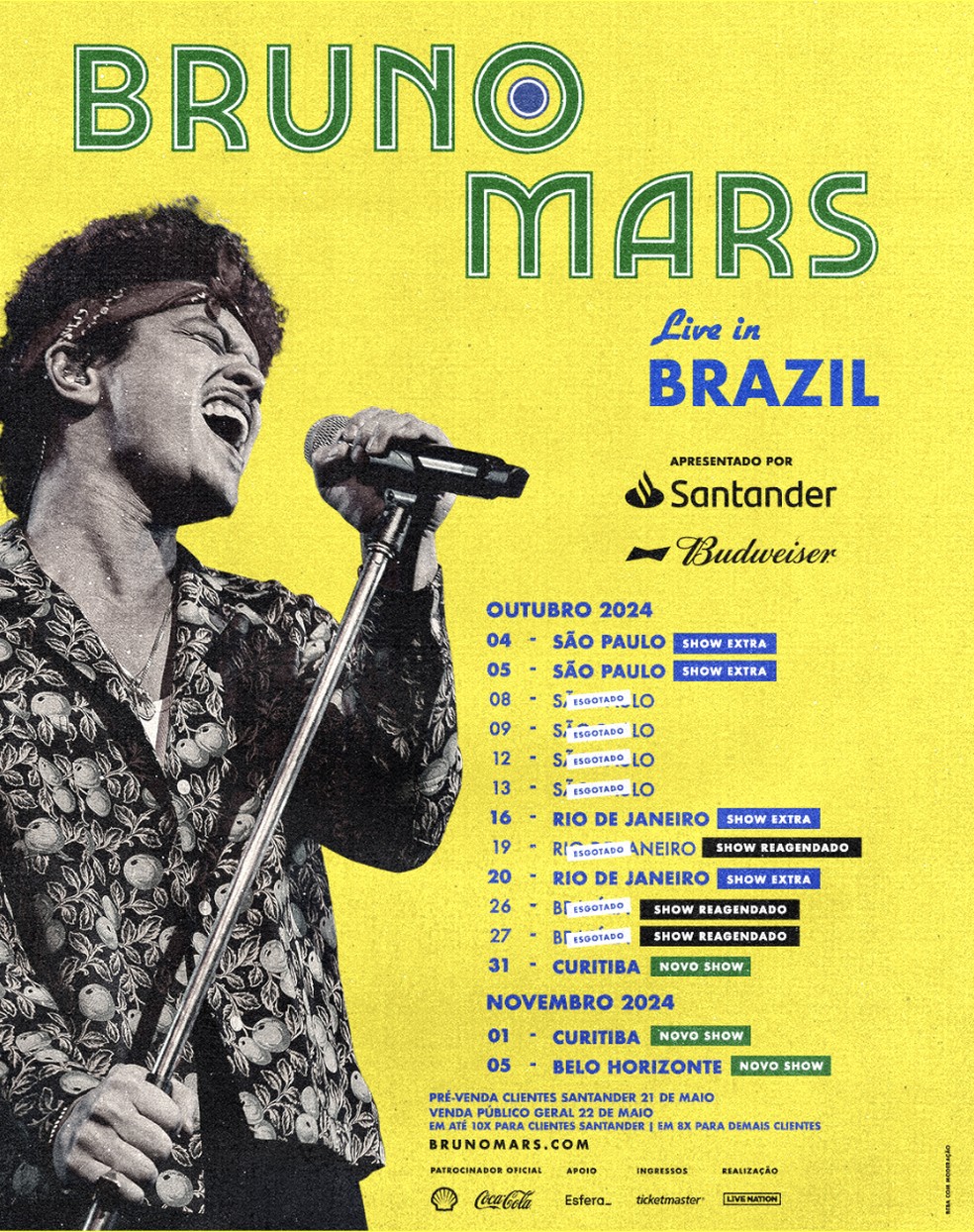 Bruno Mars anuncia mais shows pelo Brasil — Foto: Divulgação