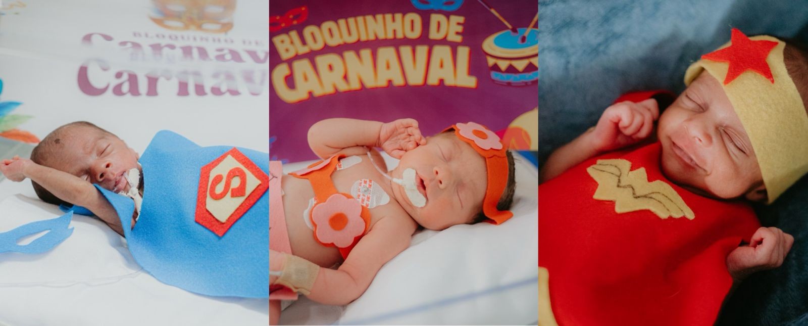Bebês na UTI ganham fantasias de super-heróis e realeza em ensaio de Carnaval em hospital de SC; FOTOS