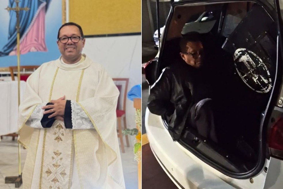 O padre Jucelino de Oliveira foi preso pela DDM de Praia Grande — Foto: Redes sociais e Reprodução
