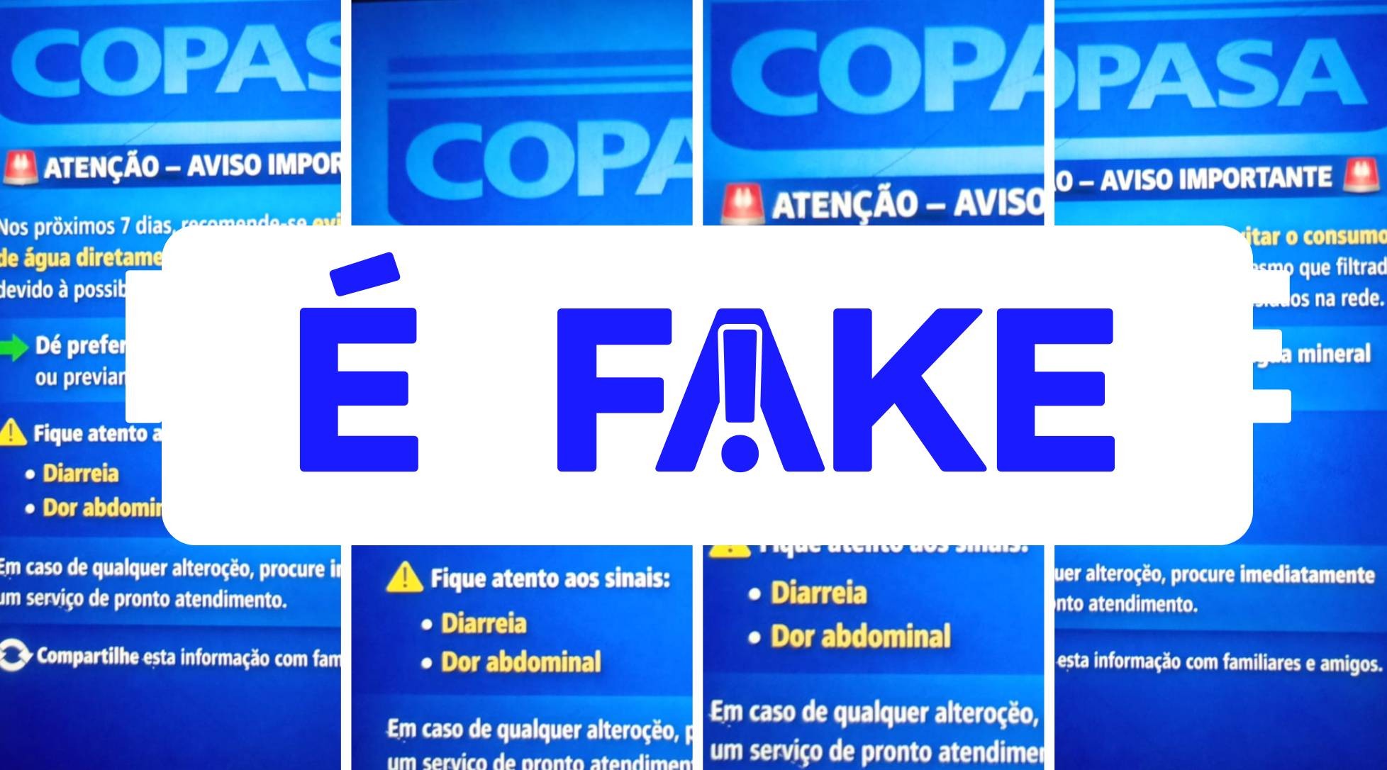 É #FAKE que Copasa divulgou comunicado com alerta para não beber água da torneira após queda de égua em adutora