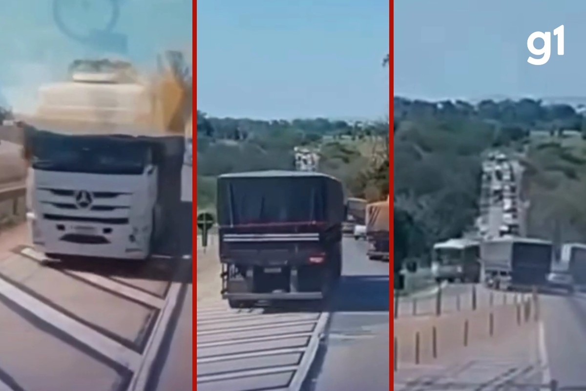 VÍDEO: carreta sem freio quase bate de frente com ônibus na BR-364 em MT