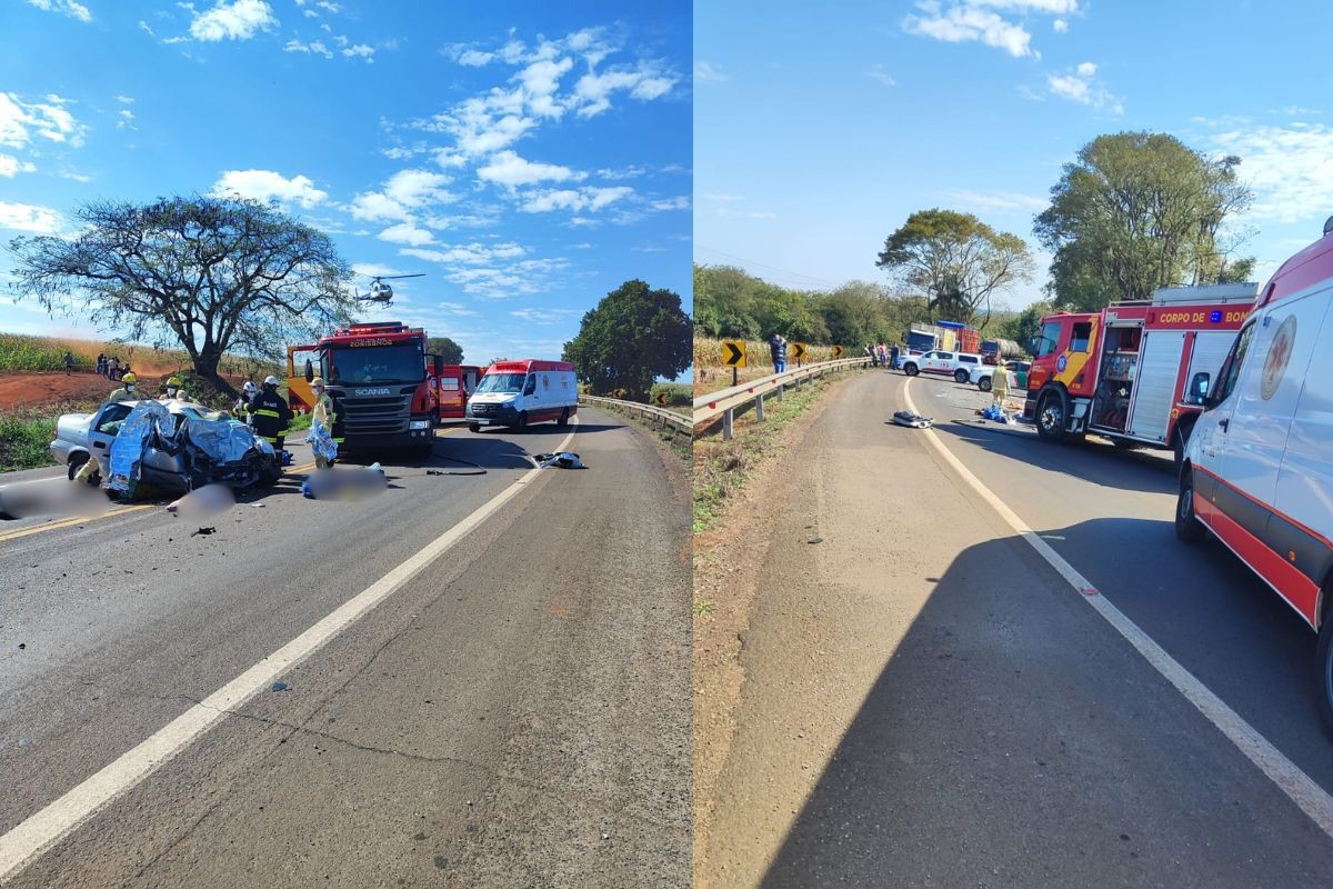 Duas pessoas morrem e outra fica ferida em acidente entre carro e caminhão no Paraná