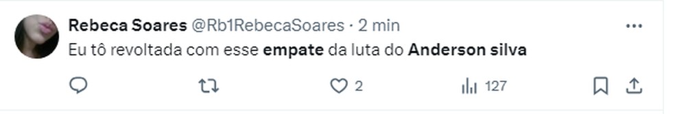 Comentário sobre luta de Anderson Silva — Foto: Reprodução/Twitter