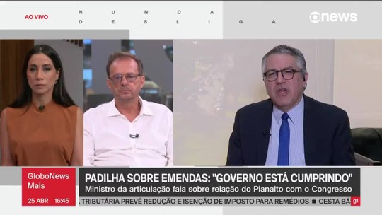Governo está cumprindo o pagamento de emendas parlamentares, diz Padilha - Programa: GloboNews Mais 