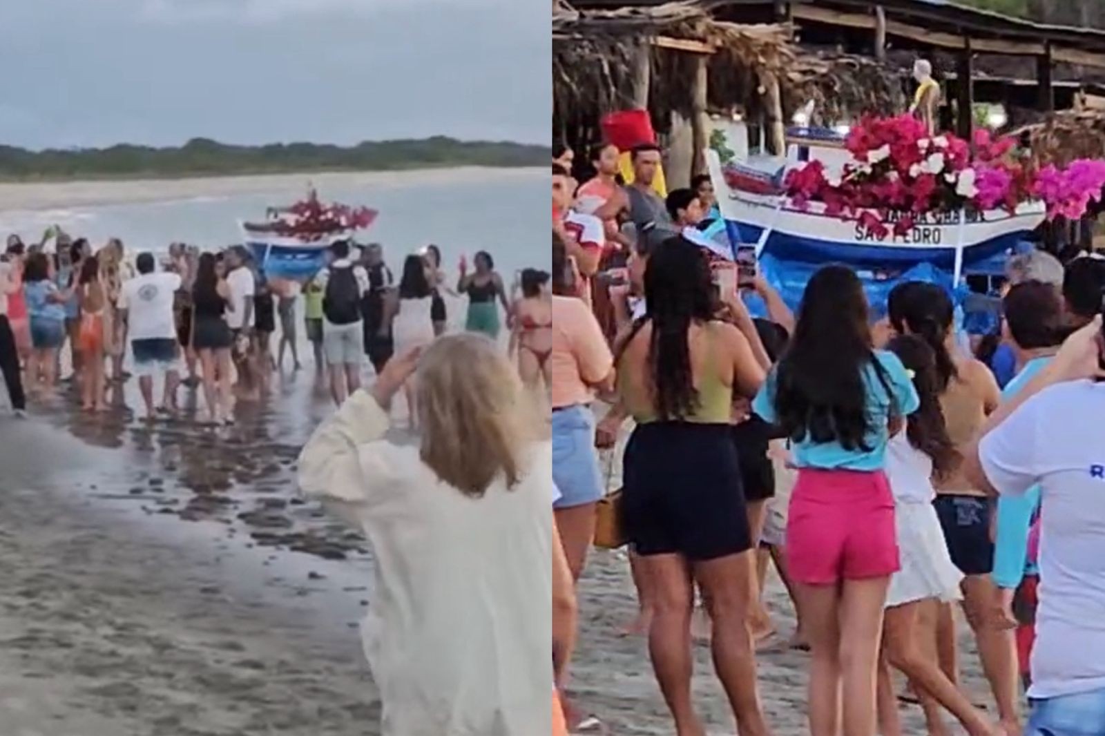 Vídeo: fiéis realizam procissão em honra a São Pedro na praia de Barra Grande, no litoral do Piauí