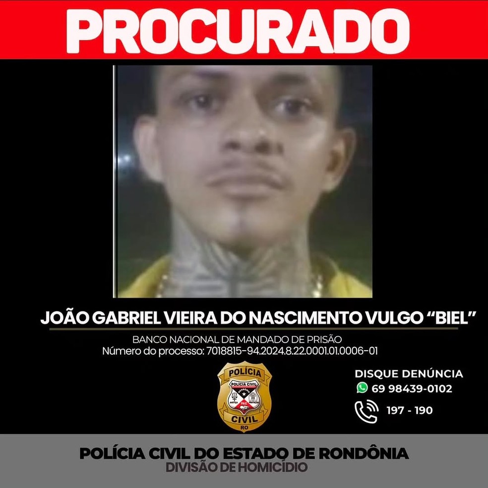 João Gabriel, procurado pela Polícia Civil — Foto: Polícia Civil/Divulgação