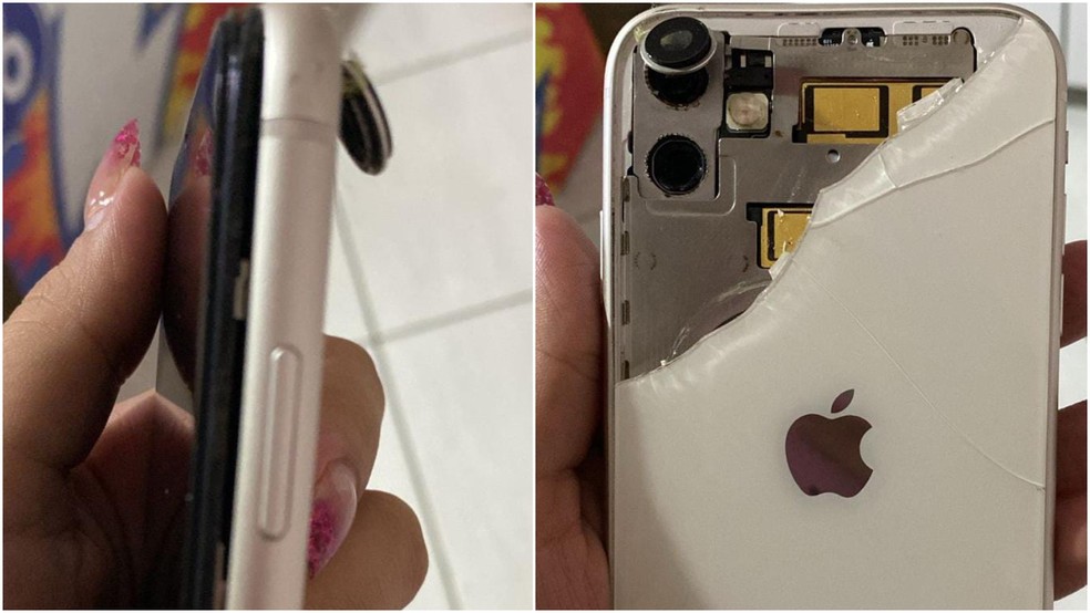 Mãe afirma que o filho teve o celular quebrado por agente momentos antes de ser agredido pelo PM, em Sobral. — Foto: Arquivo pessoal